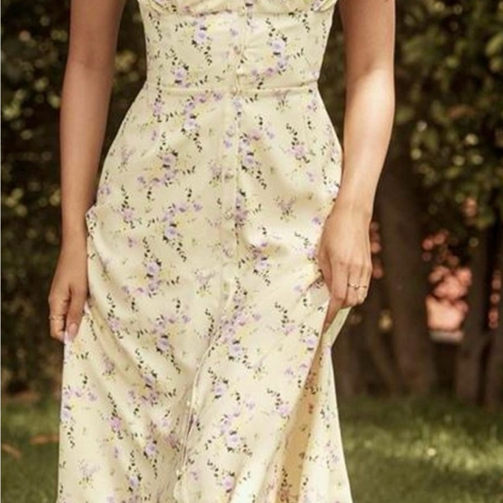 NWOT House of CB Annabella Floral Yellow Dress